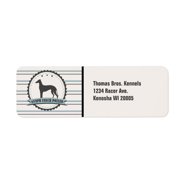 Etiqueta Greyhound Recansado Racer 45 mph Lazy Dog Custom ( (Frente)