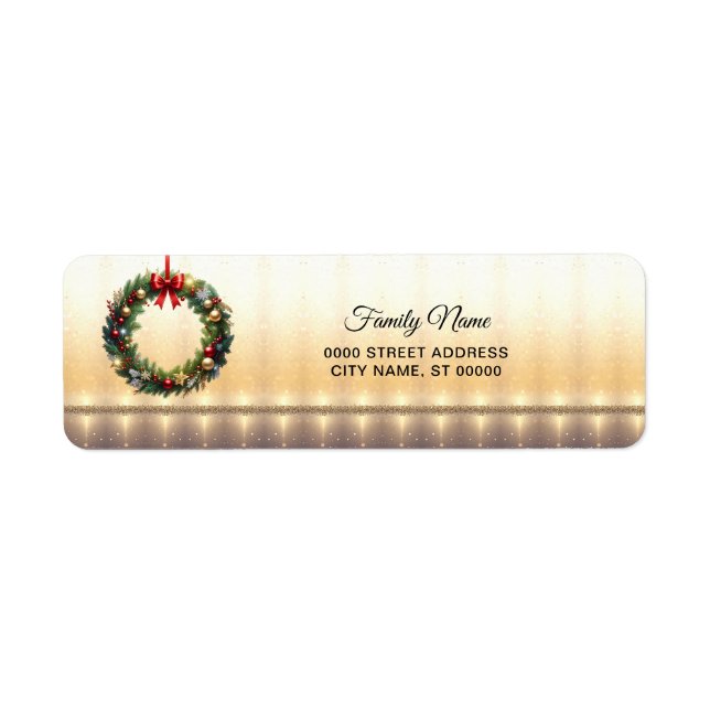 Etiqueta Grinalda de Natal Festiva Endereço de Devolução de (Frente)