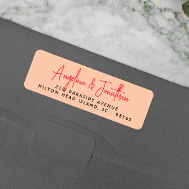 Etiqueta Groovy Hippie Retro Calliografia Endereço de Retor