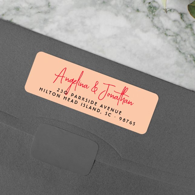 Etiqueta Groovy Hippie Retro Calliografia Endereço de Retor (Return Address Label Mock-up)