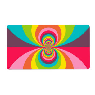 Etiqueta Groovy Retro Hippie Vintage Arco-Íris Caleidoscópi