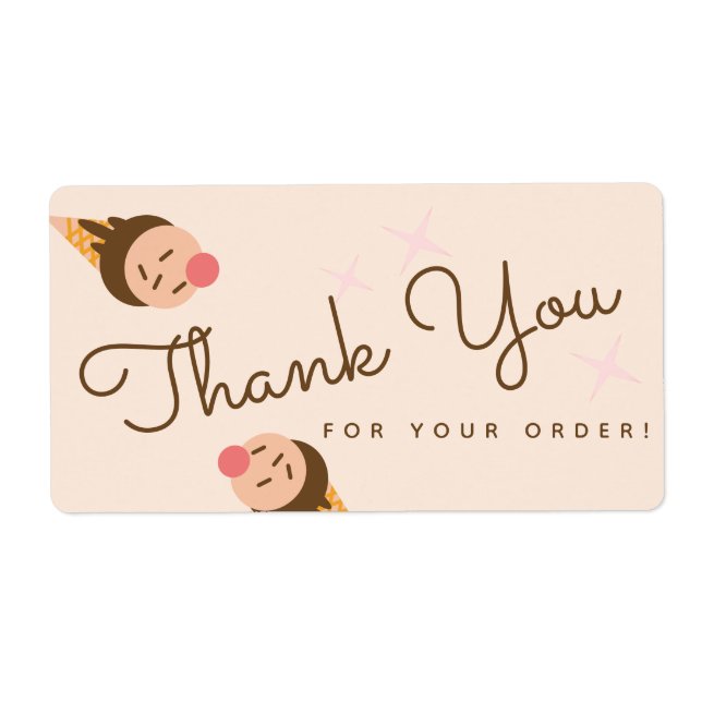 Etiqueta Groovy Sorvete Cone Obrigado Quadrado  (Frente)