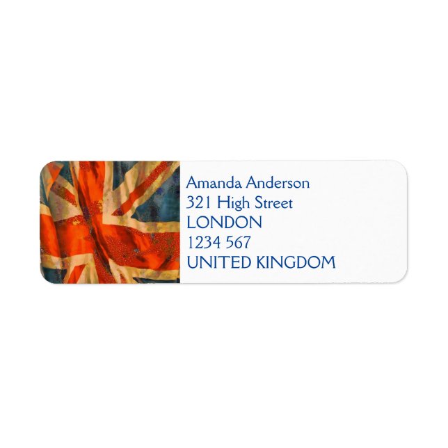 Etiqueta Grunge Style Union Jack British Flag (Frente)