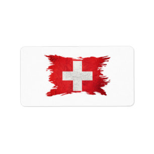 Etiqueta Grunge Switzerland flag, Brush stroke, Swiss flag