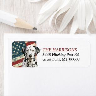 Etiqueta Grunge USA Flag Dalmatian