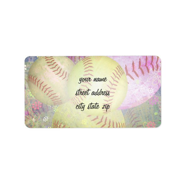 Etiqueta Grungy Girly Softball (Frente)