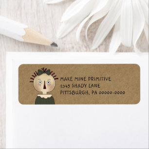 Etiqueta Grungy Primitive Rag Doll Country Return Address L