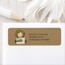 Grungy Primitive Rag Doll Country Return Address L