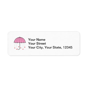 Etiqueta Guarda-chuva com corações (rosa)