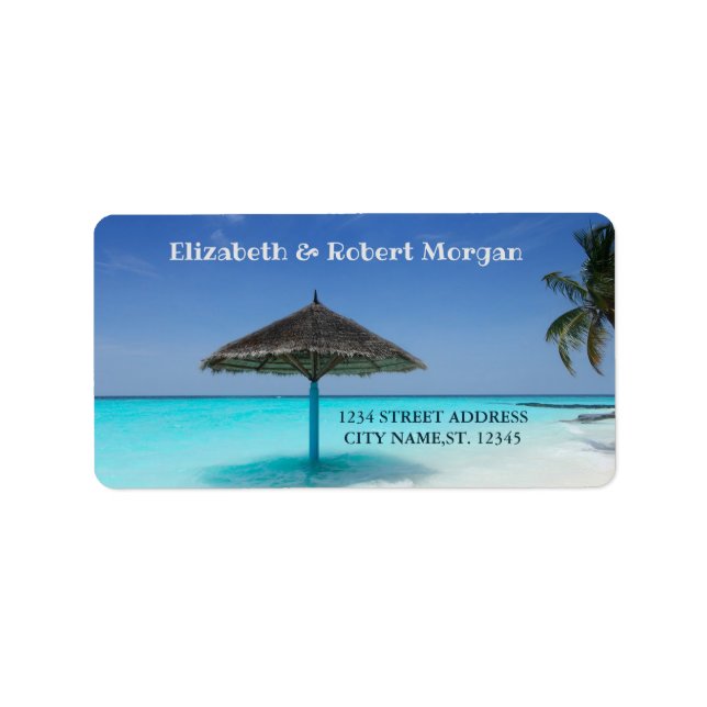 Etiqueta Guarda-sol de Palma de Praia Tropical (Frente)