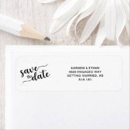 Etiqueta Guardar a Data do Script Elegante Preto e Branco M