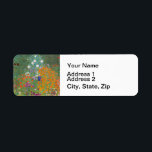 Etiqueta Gustav Klimt Flower Garden Cottage Nature<br><div class="desc">Uma bela pintura de jardim - esta é uma pintura clássica de Gustav Klimt,  chamada Jardim de Algodão,  ou Jardim Bauergarten,  1907,  que é um close up de um jardim floral,  uma pintura floral colorida.</div>