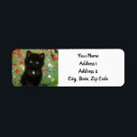 Etiqueta Gustav Klimt Kitten<br><div class="desc">Devolva etiquetas de endereço com um gatinho Gustav Klimt! Este gatinho preto veste um colar prateado e se senta num campo de flores vermelhas,  azuis,  brancas e amarelas. Um presente maravilhoso para amantes de gatos e entusiastas de arte austríacos!</div>
