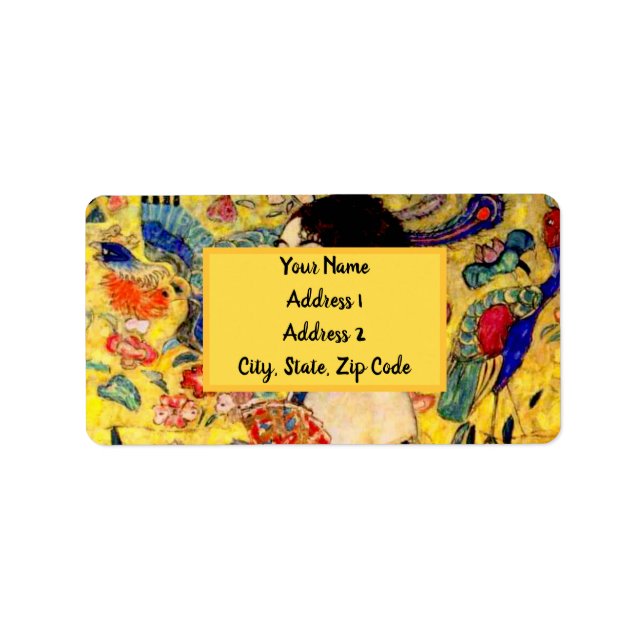 Etiqueta Gustav Klimt Lady com ventilador (Frente)