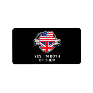 Etiqueta Half American Half British USA England Flag Mens W