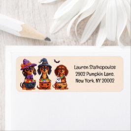 Etiqueta Halloween Dachshund Dogs Pumpkin Candy Balde