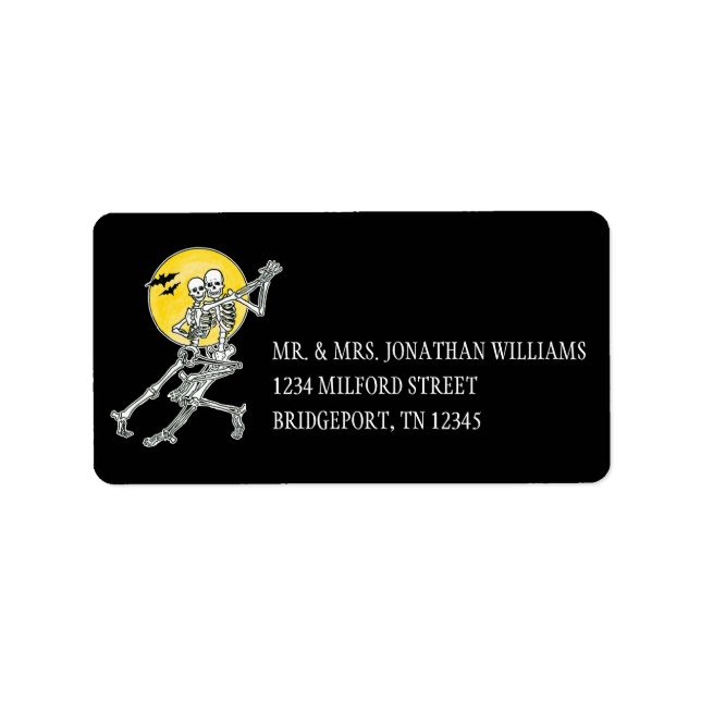 Etiqueta Halloween Dancing Skeletons (Frente)