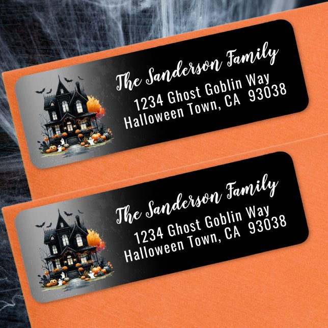 Etiqueta Halloween Endereço de Regresso do Halloween (Haunted House Halloween Return Address label)