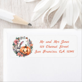 Etiqueta Halloween Floral Wreath - O Coelho - Endereço