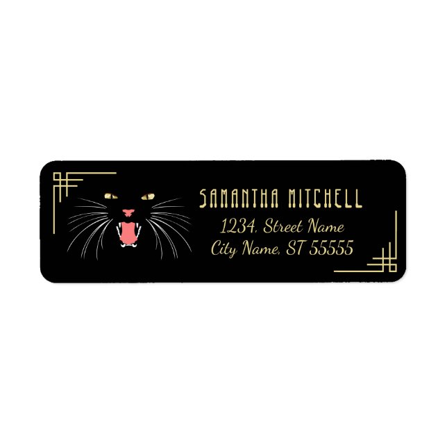 Etiqueta Halloween Hissing Cat Black Elegant Address Labels (Frente)