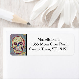 Etiqueta Halloween L, Crânio De Açúcar Floral Personaliz