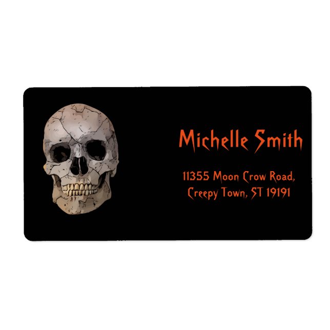 Etiqueta Halloween L, Crânio De Açúcar Floral Personalizado (Frente)