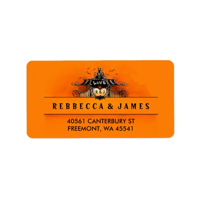 Etiqueta Halloween Love - Orange & Black Address Label (Rót (Frente)