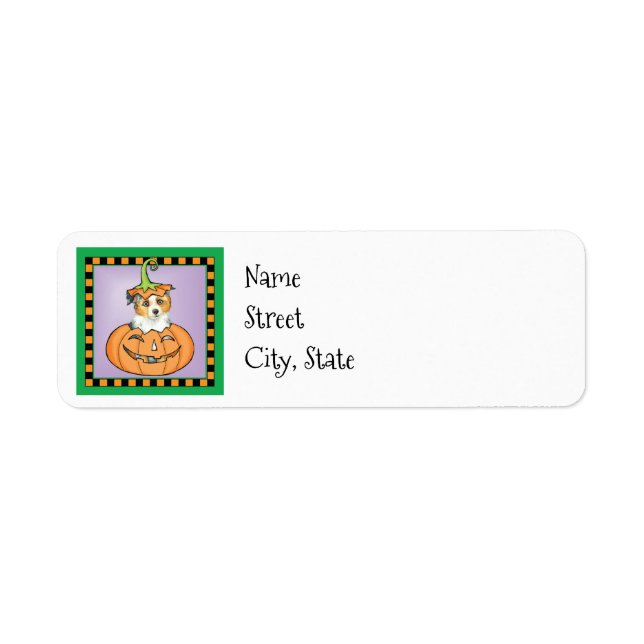 Etiqueta Halloween Miniature American Shepherd (Frente)