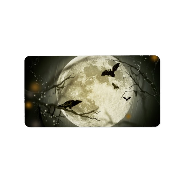 Etiqueta Halloween Moon Spooky Crows (Frente)