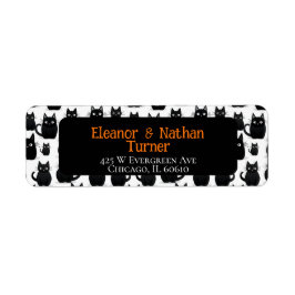 Etiqueta Halloween Personalizado De Gatos Pretos