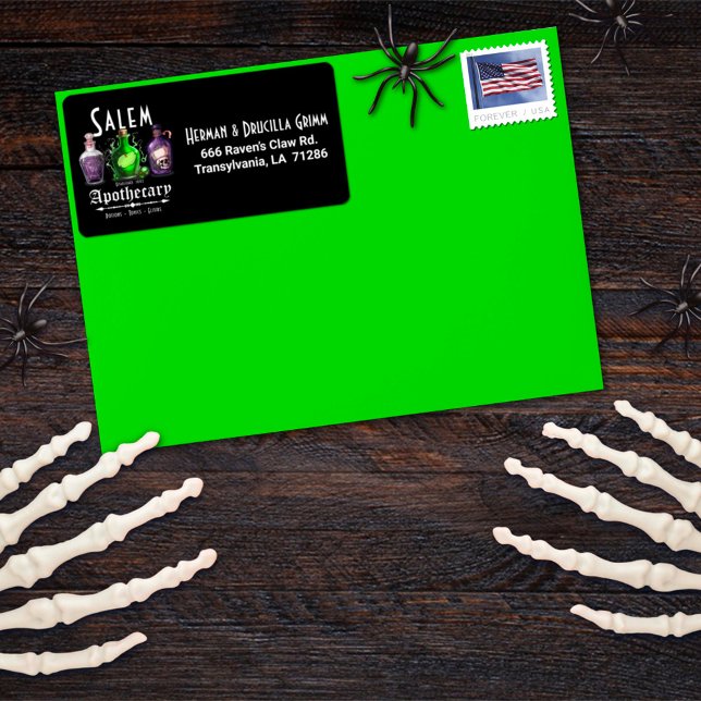 Etiqueta Halloween Salem Apothary Potions Tonics Elixirs (Criador carregado)