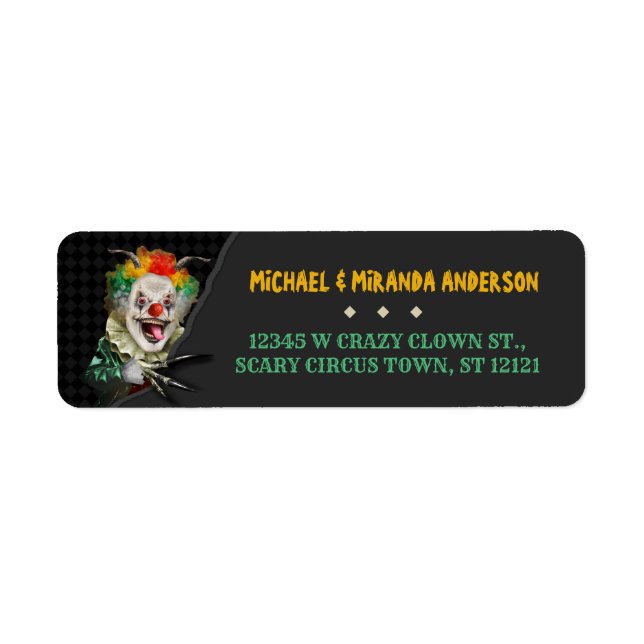 Etiqueta Halloween Scary Clowy Clowy Adulto Creepy Circus P (Frente)