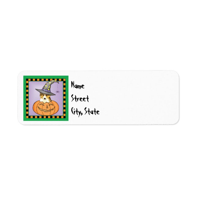 Etiqueta Halloween Sheltie (Frente)