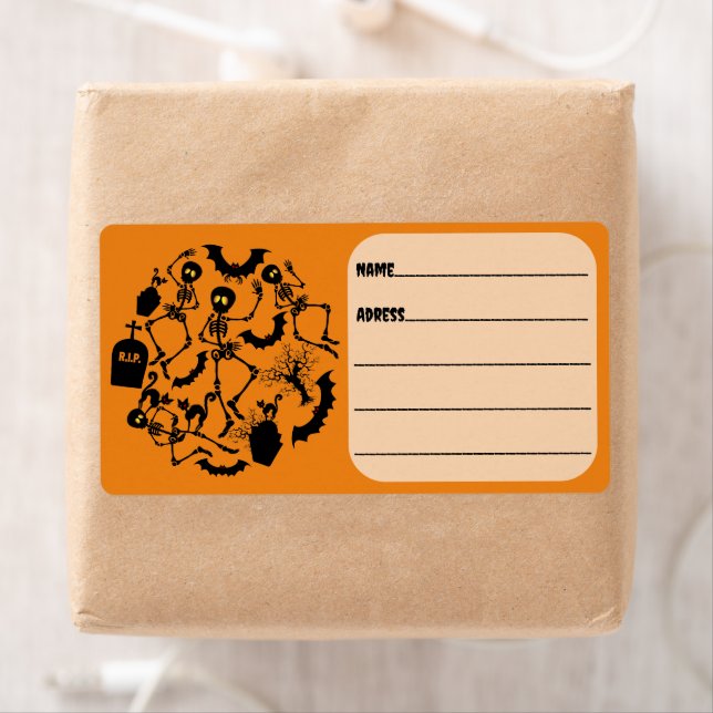 Etiqueta Halloween Skeletons Macabre Dance (Insitu)