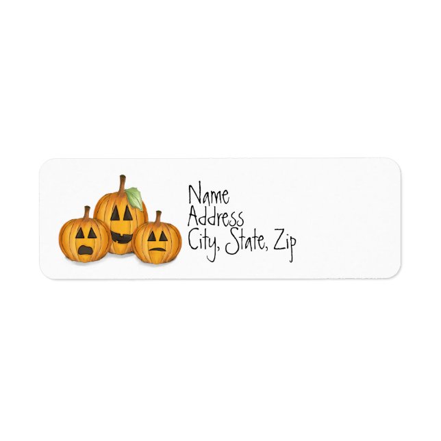 Etiqueta Halloween Whimsical Pumpkins Jack O'Lanternas (Frente)