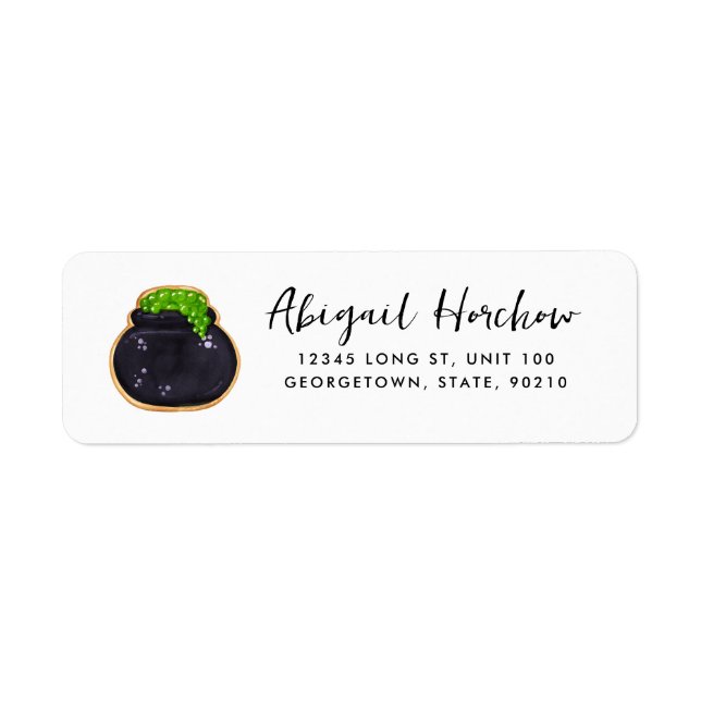 Etiqueta Halloween Witch Cauldron Cookie Personalizável (Frente)