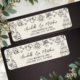 Etiqueta Hand Drawn Whimsical Wedding Return Address