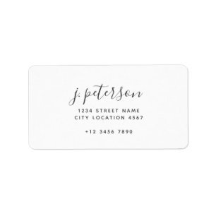 Etiqueta Hand Lettered Calligraphy Script Name Address