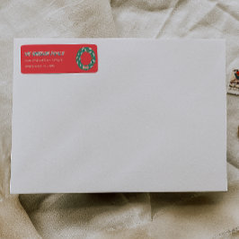 Etiqueta Hand Painted Red Green Christmas Wreath Address