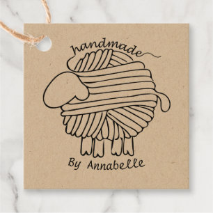 Etiqueta 'Handmade By' Yarn Sheep Favor Gift