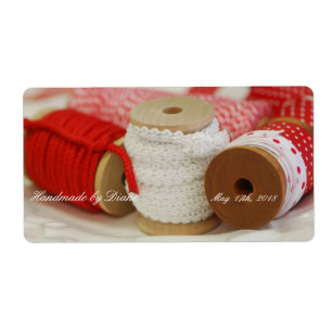 Etiqueta Handmade para você carretéis vermelhos que Sewin