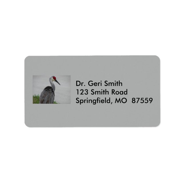 Etiqueta Handsome Sandhill Crane (Frente)