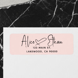 Etiqueta Handwritten Script Heart Modern Blush Pink
