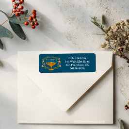 Etiqueta HANUKKAH Floral Wreath Menorah Endereço de retorno