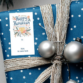 Etiqueta Hanukkah FLorals PERSONALIZADO, desenhado à mão, P