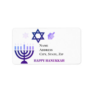 Etiqueta Hanukkah Menorah e Dreidels