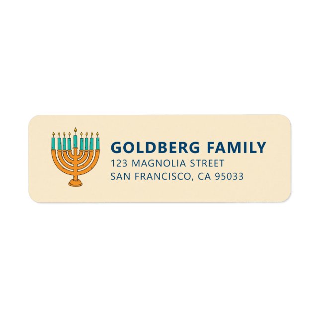 Etiqueta Hanukkah | Saudação Simples e Moderna da Vela (Frente)