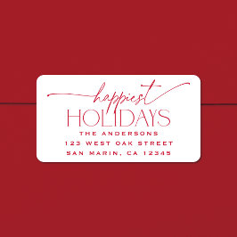 Etiqueta Happiest Holidays Elegant Christmas Return Address