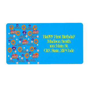 Etiqueta Happy 6th Birthday Address Labels, Blue &Yellow