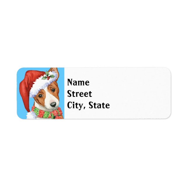 Etiqueta Happy Howlidays Basenji (Frente)